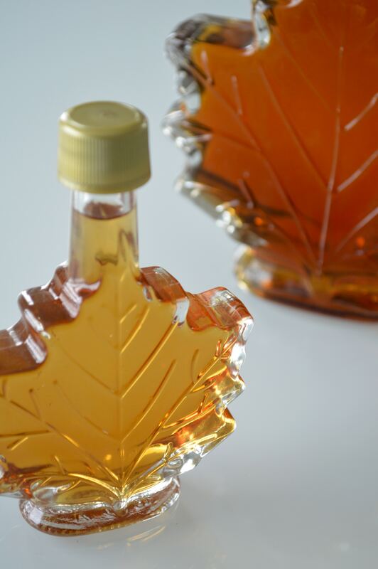 maple syrup leaf shaped bottle