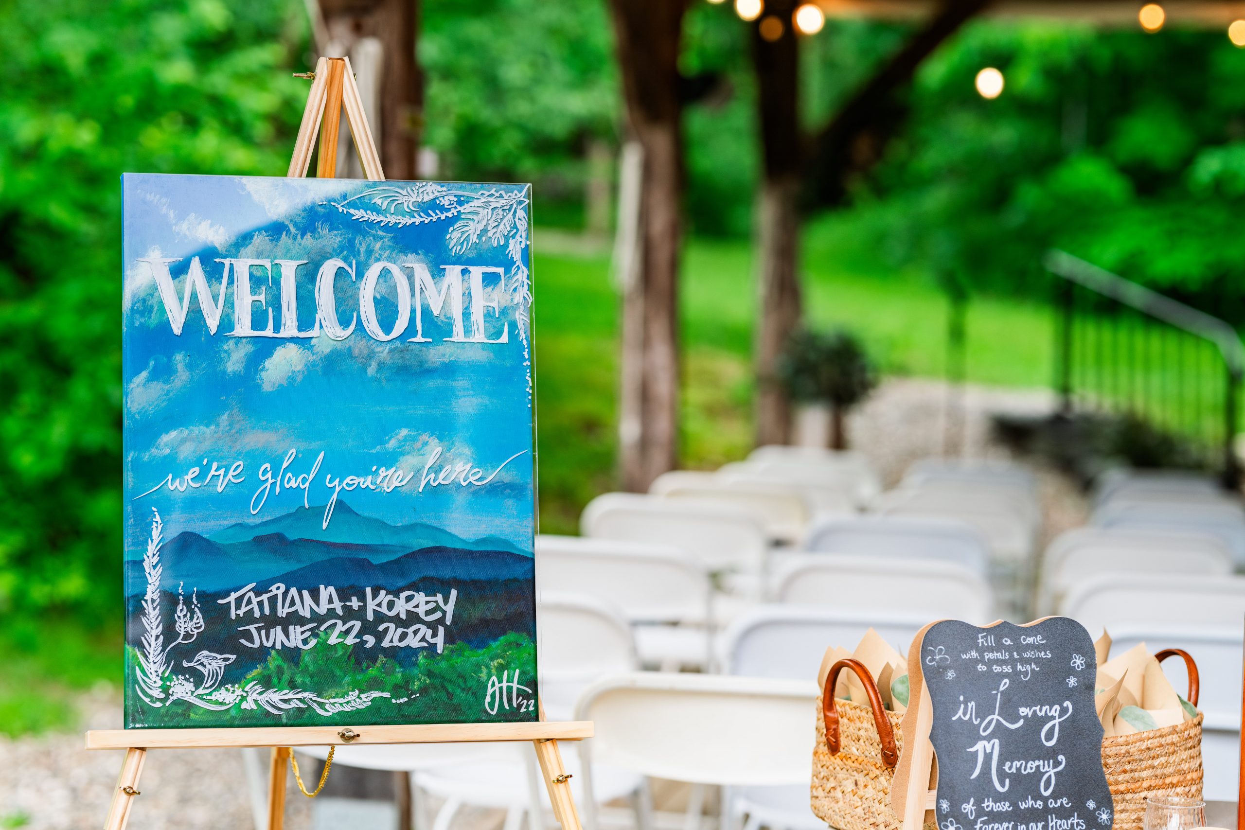 Whimsical Woodland Wedding at Sleepy Hollow Inn 3 Wedding welcome sign