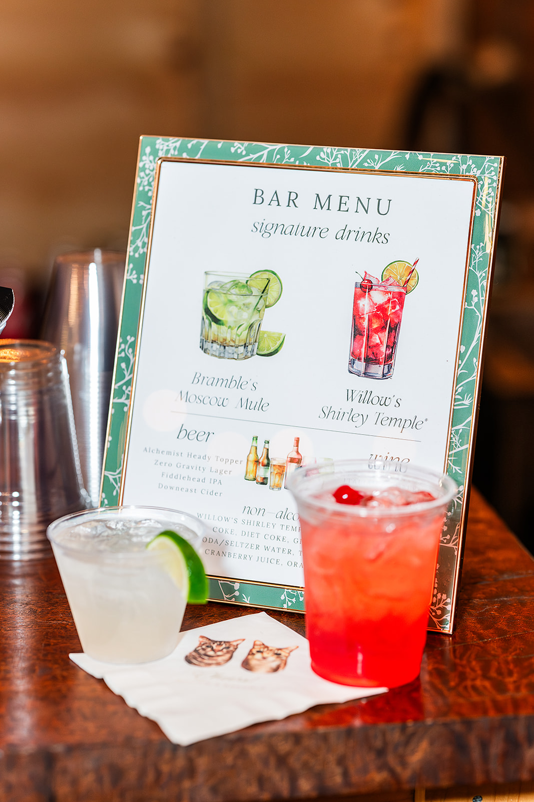 Whimsical Woodland Wedding at Sleepy Hollow Inn 18 Bar sign